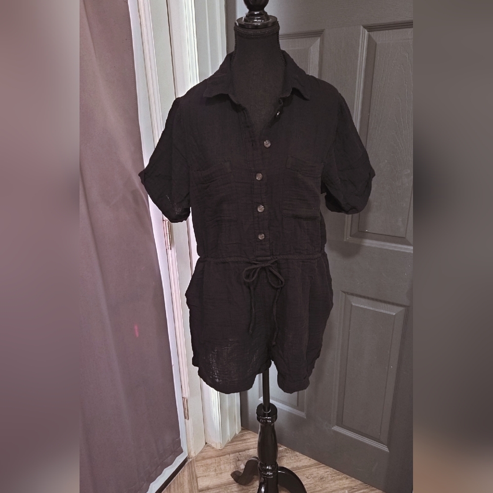 Black Button-Up Romper